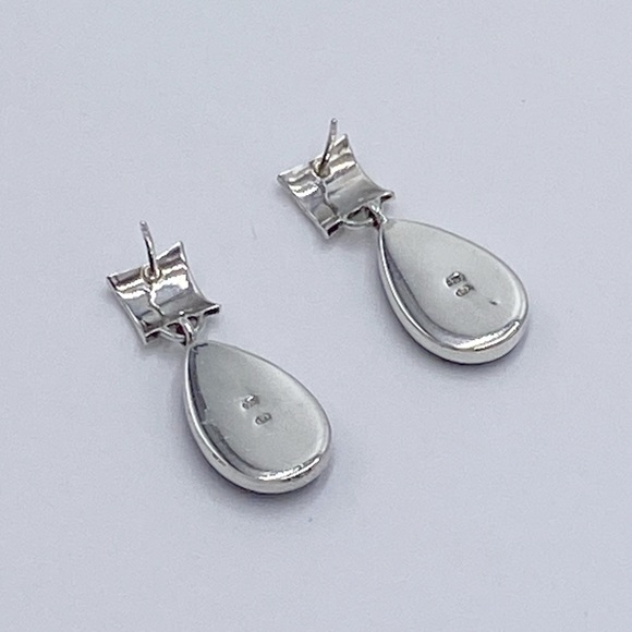 Sterling Silver Black Onyx Stone Dangle Earrings - Picture 4 of 10